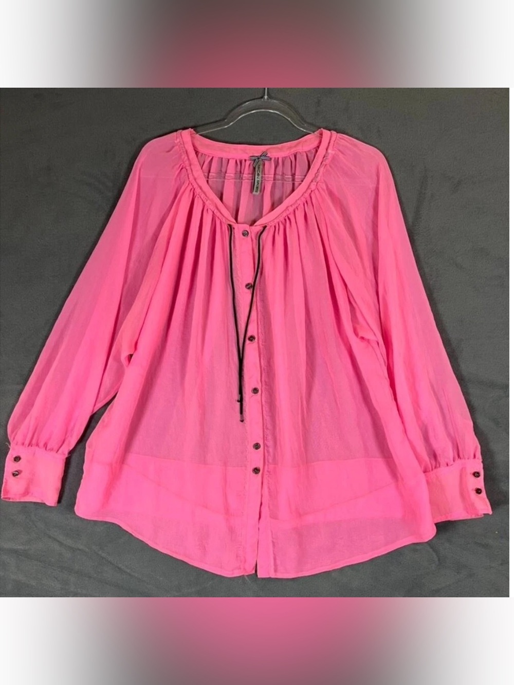 Marc Cain Hot Pink Sheer Button-Down Blouse